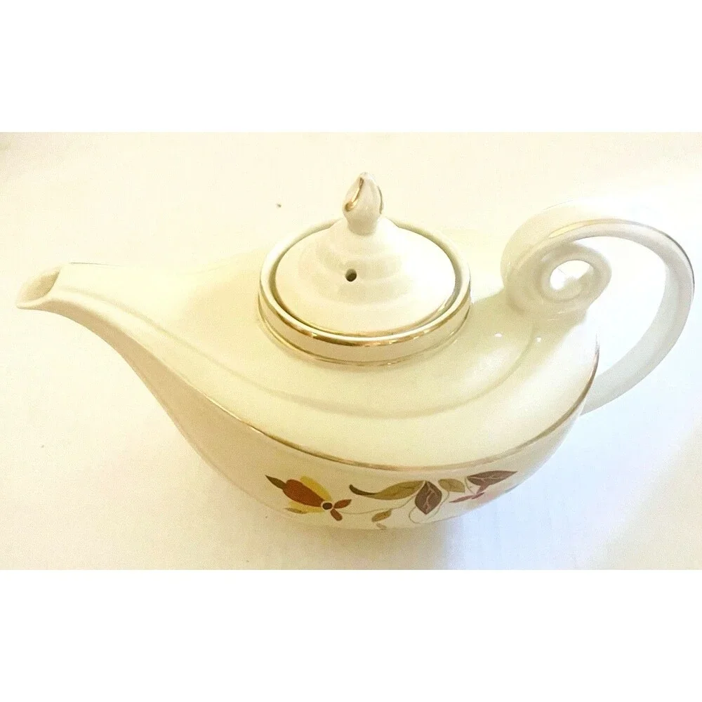 Vintage Hall's Superior China Aladdin Teapot, Lid, Infuser, Autumn Leaf, 1960s